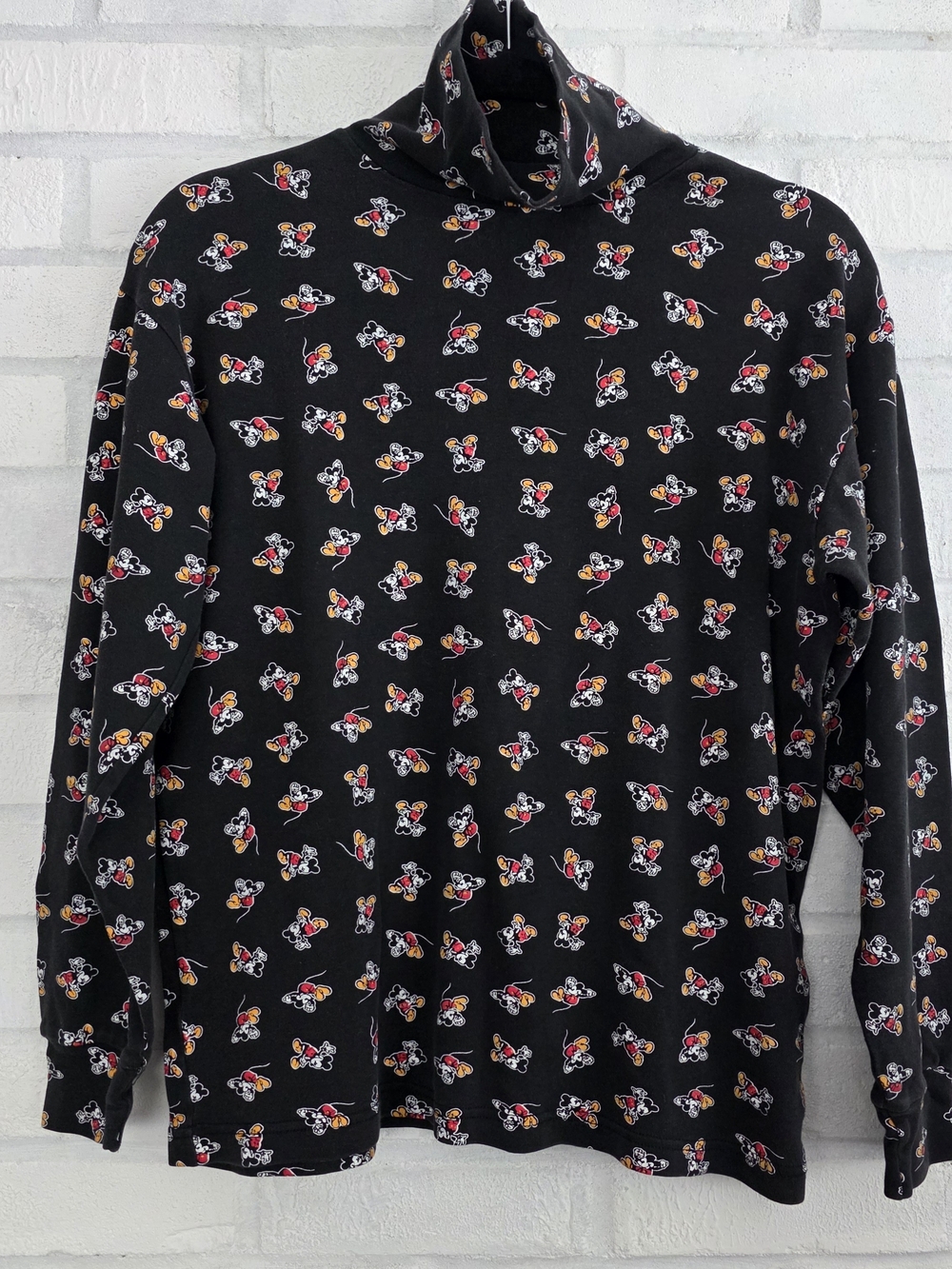 Vintage Mickey & Co. Mickey Mouse Black Turtleneck Med/Large No Tag Disney 90s